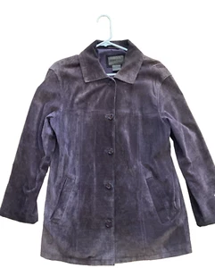Vtg Women’s Plum Soft SUEDE LEATHER SIZE M JACKET Coat Macy's Brandon Thomas - Picture 1 of 15