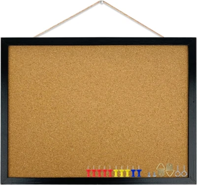 GDMINLO Black Cork Bulletin Board, 17.7 X 13.3 Inches with Oak Wood Finish Frame - Image 1 of 4