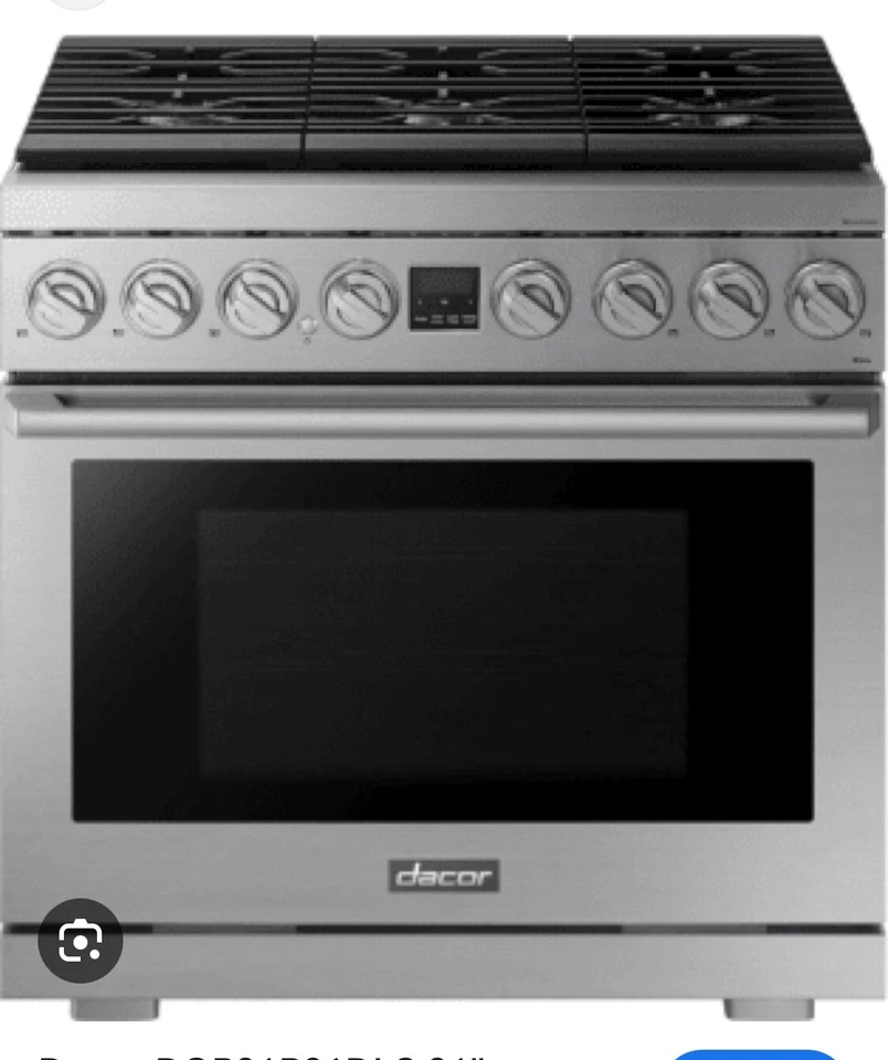 Dacor DOP36P86DLS 36 Inch Dual Fuel Smart Steam Range in Silver Stainless Steel