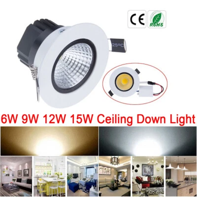 6W 9W 12W 15W Dimmable LED COB Ceiling Light Recessed Spot Downlight with Driver - Image 1 of 4