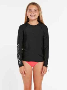 Volcom Girl's Simply Core Long Sleeve Black Rashguard L140937 Size Large 10/12 - Picture 1 of 2