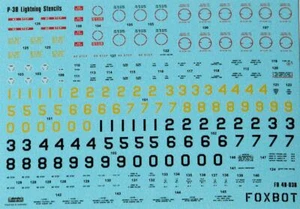 Foxbot 48-030 - 1/48 Decals for Stenchils for P-38 Lightning Scale Accessories - Picture 1 of 12
