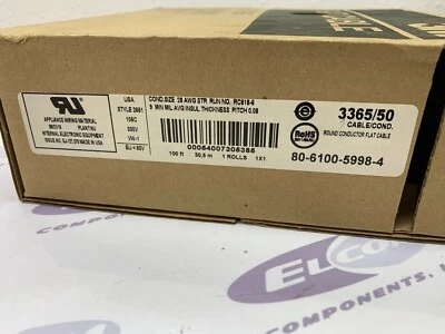 3M 3365/50 Flat Ribbon Cable 28/50 28 AWG 50 Conductor .05mm Pitch 100 FT Spool - Image 1 of 4