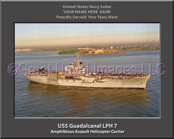 USS Guadalcanal LPH 7 Personalized Canvas Ship Photo Print Navy Veteran Gift - Image 1 of 1
