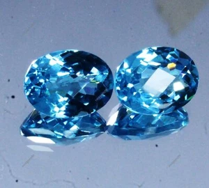 Coppia pietre preziose sfuse 20 Ct+ NATURALE Santa Maria blu acquamarina ovale certificata - Foto 1 di 7