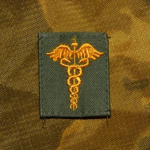 1960s era US Army Medical Corps Officer BOS OD Sateen Cloth Collar Badge - Picture 1 of 2