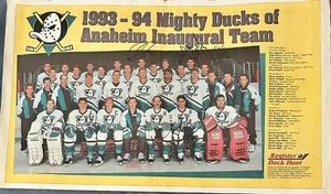 Anaheim Mighty Ducks Inaugural Season 23x14 newspaper Autographs Valk Yake &more - Picture 1 of 3