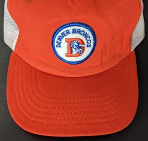 Denver Broncos NFL Vintage Trucker Hat Snapback Mesh Football Cap Orange White - Picture 1 of 10