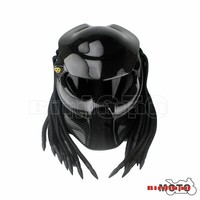 NUOVO Casco NERO Predator maschera in fibra di carbonio moto IRON MAN CASCO  INTEGRALE | eBay