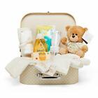 Baby Geschenkset - Unisex Geschenkkorb voll mit Babyprodukten in einer cremefarbenen Aufbewahrungsbox