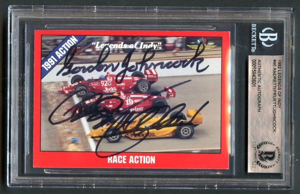 John Andretti, Scott Pruett y Gordon Johncock #40 firmado automático Indy Legends BAS Foto 1 de 1