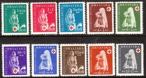Stamp Croatia Sc B042-51 1943 WWII 3rd Reich NDH Red Cross Aid Nurse MH - Picture 1 of 1