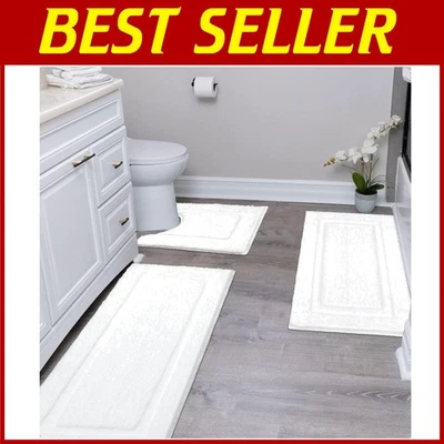 Alfombra de baño blanca antideslizante Trio - Alfombrillas de baño absorbentes Foto 1 de 4