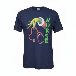 T-Shirt Infermiera Delta Proweight Grinch Natale Vacanze Cotone Pre-restrinto Navy XL - Foto 1 di 6