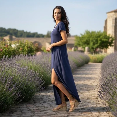 Maxi Vestido Terciopelo Para Calypso St. Barth Azul Marino Talla Grande Foto 1 de 4