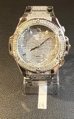 Techno Pave Reloj de Pulsera Gem Incrustación Acero Inoxidable Banda 25mm Foto 1 de 4