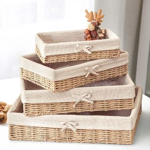 Woven Baskets Bin Organizer Countertop Toilet Paper Rectangular Organizer Bin - Picture 1 of 29