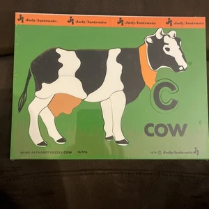 Vintage Wooden Puzzle JUDY INSTRUCTO 1974 C Cow Tray  New - Picture 1 of 7