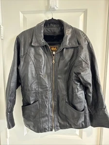 Vintage "4 U Of California" Women's Black Leather Jacket Sz M - Fast Shipping - Picture 1 of 12
