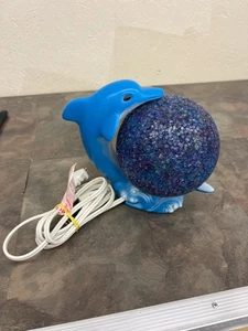 Y2K Style Dolphin Lamp, Melted Popcorn, Aqua Blue, Working Light (WBP014313) - Picture 1 of 1
