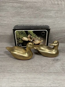 ✅VTG Massive Messing Ente Figuren Wohndeko Miniatur Klein 3" MCM Wasservögel - Bild 1 von 11