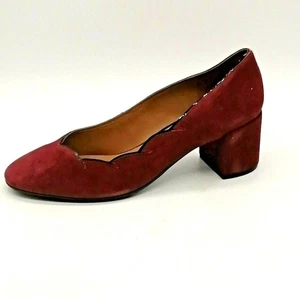 FS NY Schuhe Damen-Pumps Couplet klobiger Absatz gewellter Rand gepolstert weinrot 8 - Bild 1 von 10
