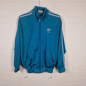 Chaqueta deportiva Adidas para hombre vintage azul a rayas cuello alto manga larga talla XS Reino Unido - Imagen 1 de 4