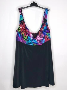 NWT St Johns Bay Swim Suit Tank Top Style Color Pink/Black Loose Fit Wide Strap - Picture 1 of 2