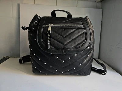 NEXT DESIGNER WOMENS BLACK FAUX VEGAN LEATHER BACKPACK SHOULDER SATCHEL HANDBAG - Image 1 of 4