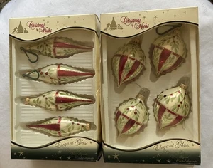 Christmas by Krebs Ornaments Hand Decorated Glass Glitter Crowns Vtg Ragshop - Picture 1 of 11