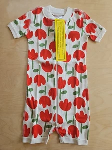 Neu mit Etikett Hanna Anderson Shortie-Schlafanzug TULPEN AUFFÄLLIG GEBLÜMT 2-WEGE-REISSVERSCHLUSS 90 3T - Bild 1 von 5