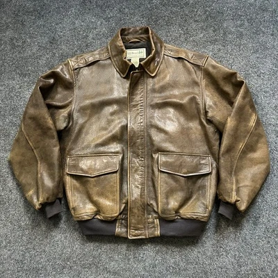 L.L. Bean Men's Goatskin A-2 Bomber Jacket Size  Large - Image 1 of 4