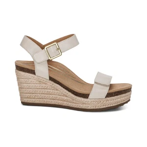Aetrex Women's Sydney Wedge Sandal - Ivory, Size 10 US - Picture 1 of 6