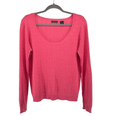 Suéter Pullover Tejido con Cable Algodón Seda Rosa Moda International Para Mujer XL Foto 1 de 4
