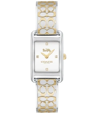 COACH ALLIE 14503381 SILVER WHITE LOGO DIAL TWO TONE BANGLE WOMEN'S WATCH - Image 1 of 4