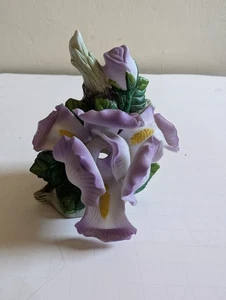 Vintage Porcelain Floral Iris Flower Wall plug-in Night Light Cottage Shabby - Picture 1 of 10