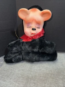 So Sweet! Vintage 1950s Little Knickerbocker Rubber Faced Sad Black Bear 9” - Picture 1 of 3