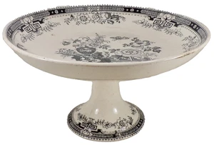 Brownfield & Sons Detroit Compote Black Transferware 1880s Aesthetic Antique - Picture 1 of 12