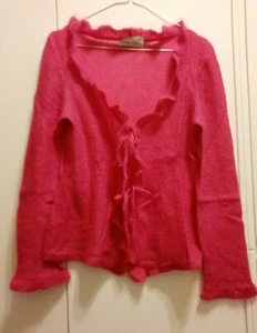 Maglia a giacca con rouche I colori di Leonia Rosa fuxia Lana mohair Maglione M - Foto 1 di 8