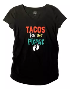 Maternity T-Shirt Eating Tacos For Two Please Black Sz S Small - Picture 1 of 7