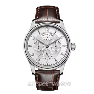 Orologio Meccanico Uomo 43mm Parnis Day Month Zaffiro 24 Jewels Miyota Automatico - Foto 1 di 22