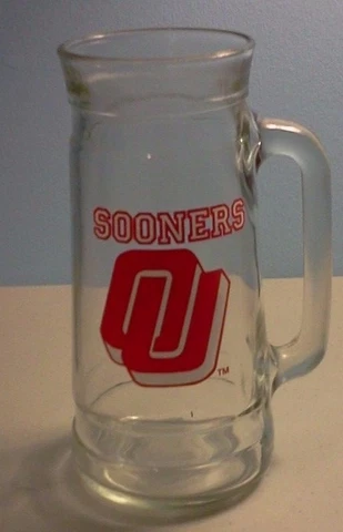Vintage Oklahoma Sooners W Logo Dry Roasted Peanut Handled 7" Mug Excellent Cover