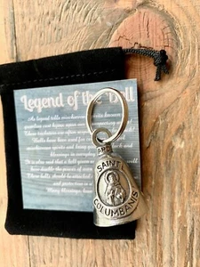 Saint Columbanus GUARDIAN Bell of Good Luck fortune pet keychain gift under $20 - Picture 1 of 8