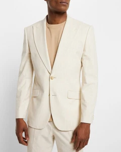 NEW EXPRESS $278 CREAM EXTRA SLIM STRIPED SEERSUCKER SUIT JACKET SZ 42R - Picture 1 of 5