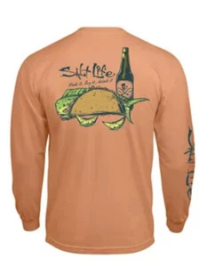 CAMISETA DE BOLSILLO SALT LIFE GRAPEFRUIT ""HOOK IT"" LS HOMBRE GRANDE NUEVA CON ETIQUETAS - Imagen 1 de 2