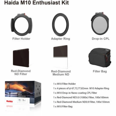 Haida M10 Enthusiast Kit, Filter Holder + Grad ND0.9 + ND3.0 + Ring + CPL + Bag - Image 1 of 4