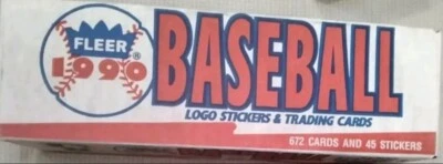 Полный набор бейсбольных карточек 1990 Fleer 672 плюс 45 наклеек в заводской упаковке - Изображение 1 из 3