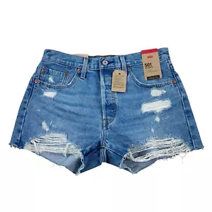 Levis 501 High Rise Distressed Jean Shorts Womens Size 29 Button Fly NWT - Picture 1 of 8