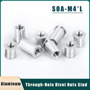 SOA-M4 Aluminium Nietmutter Säulenmuttern Sechskantkopf Durchgangsloch Rivnut - Picture 1 of 18