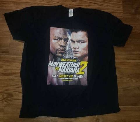 2014 Floyd Mayweather vs. Marcos Maidana Mens T-Shirt, Black, Size 2XL, EUC Cover
